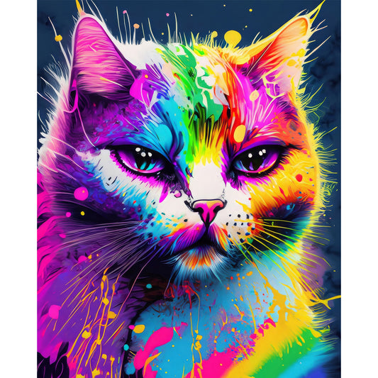 Digital Art Print - A Psychedelic Cat, Cat Art, Psychedelic Art, Grunge Art, Colorful Art, Wall Art, Dorm Art, Living Room Art, Bedroom Art, Home Décor, Digital Art Print, Digital Download