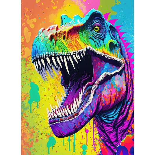 Digital Art Print - T-Rex, Dinosaur Art, Psychedelic Art, Grunge Art, Graffiti Art, Colorful Art, Wall Art, Dorm Art, Living Room Art, Bedroom Art, Kids Art, Pop Art, Home Décor, Digital Art Print, Digital Download