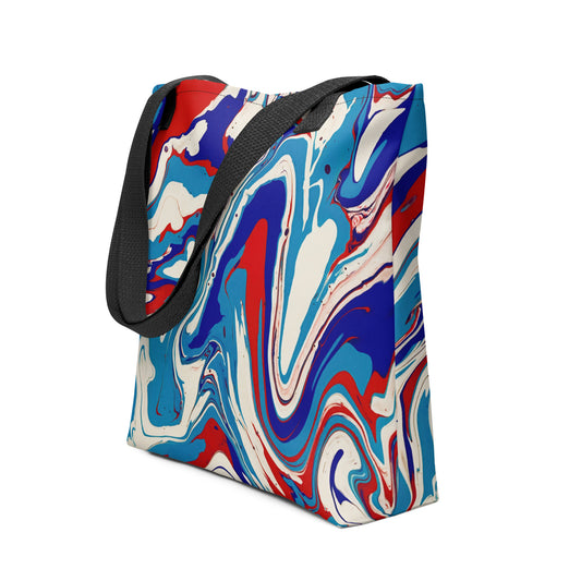 Tote Bag - Abstract I, Red, White and Blue, Talovon Art, Surreal Art, Stylized Art, Wall Art, Abstract Art, Flow Painting, Acrylic Painting, Colorful Art, Vibrant Art,