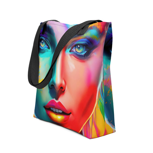 Tote Bag - Goddess Of Color, Fantasy Art, Surreal Art, Colorful Art, Vibrant Art, Rainbow Art, Bedroom Art, Living Room Art, Art, Artwork, Painting, Décor, Colorful, Vibrant, Surreal,