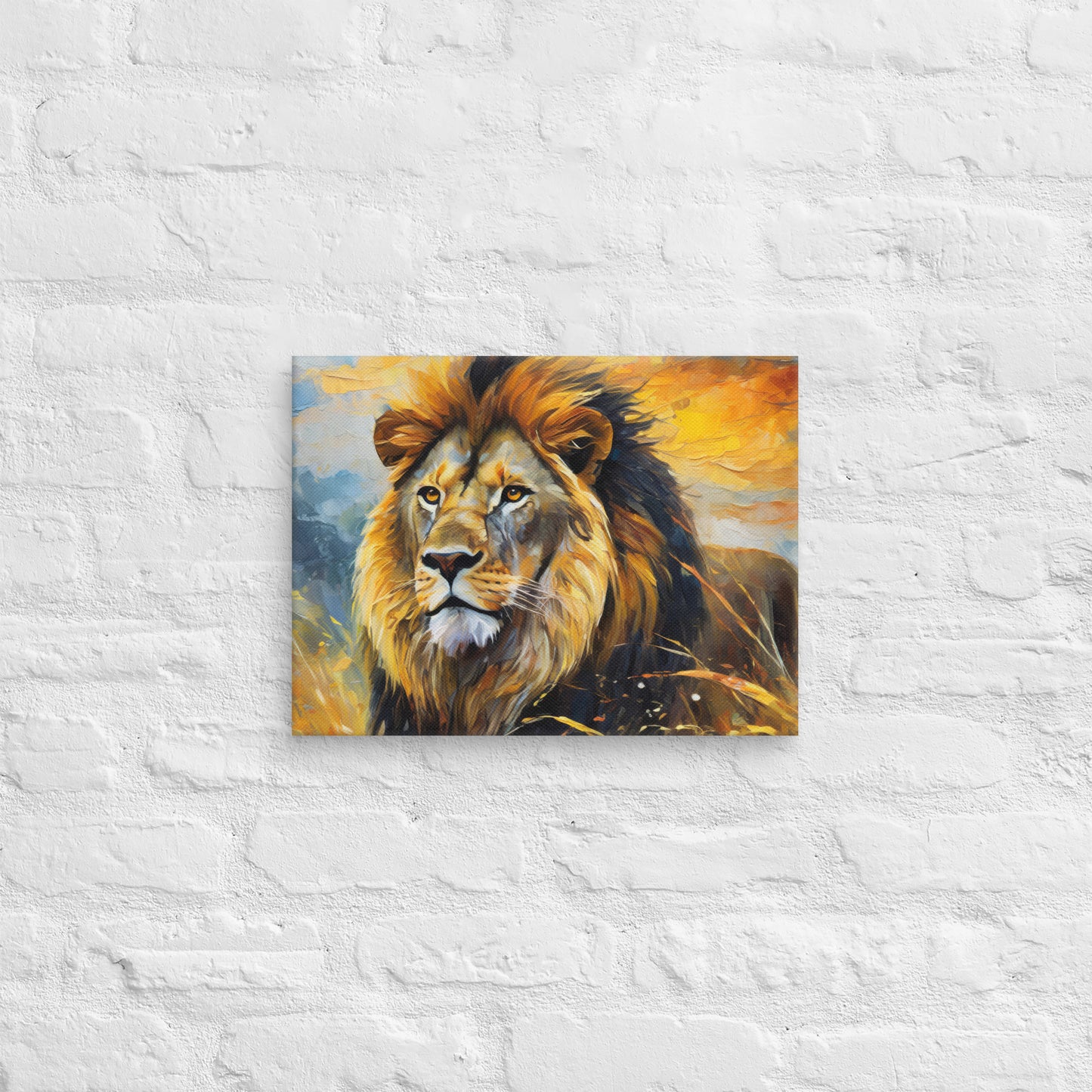 Canvas - A Majestic Lion, Feline Art, Cat Art, Wildlife Art, Nature Art, African Nature Art, Lion Art, Painting, Art, Wall Art, Canvas Art, Living Room Art, Animal Art,