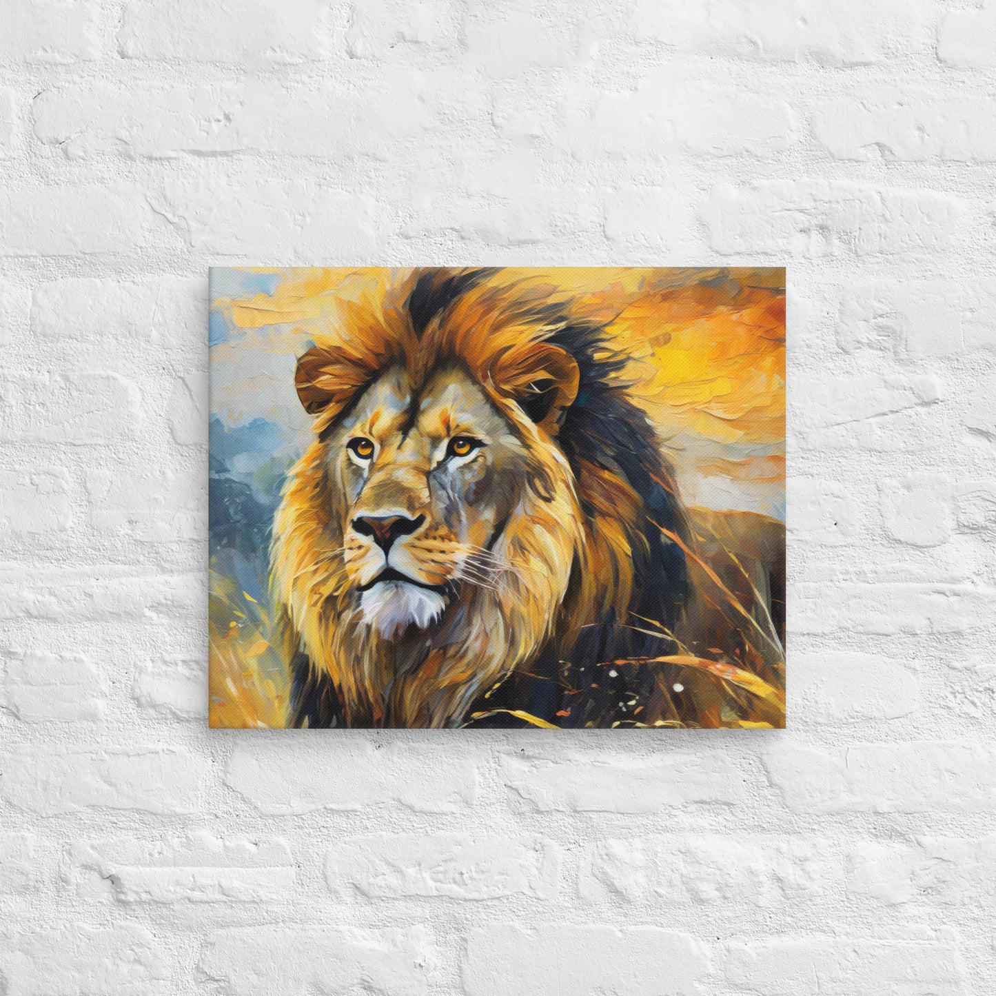 Canvas - A Majestic Lion, Feline Art, Cat Art, Wildlife Art, Nature Art, African Nature Art, Lion Art, Painting, Art, Wall Art, Canvas Art, Living Room Art, Animal Art,