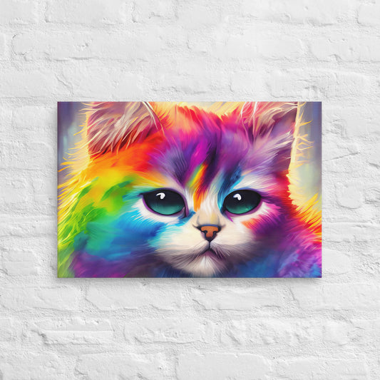 Canvas - A Cat Of A Different Color, Cat Art, Feline Art, Rainbow Art, Colorful Art, Vibrant Art, Surreal Art, Fantasy Art, Wall Art, Canvas, Art, Office Art, Living Room Art