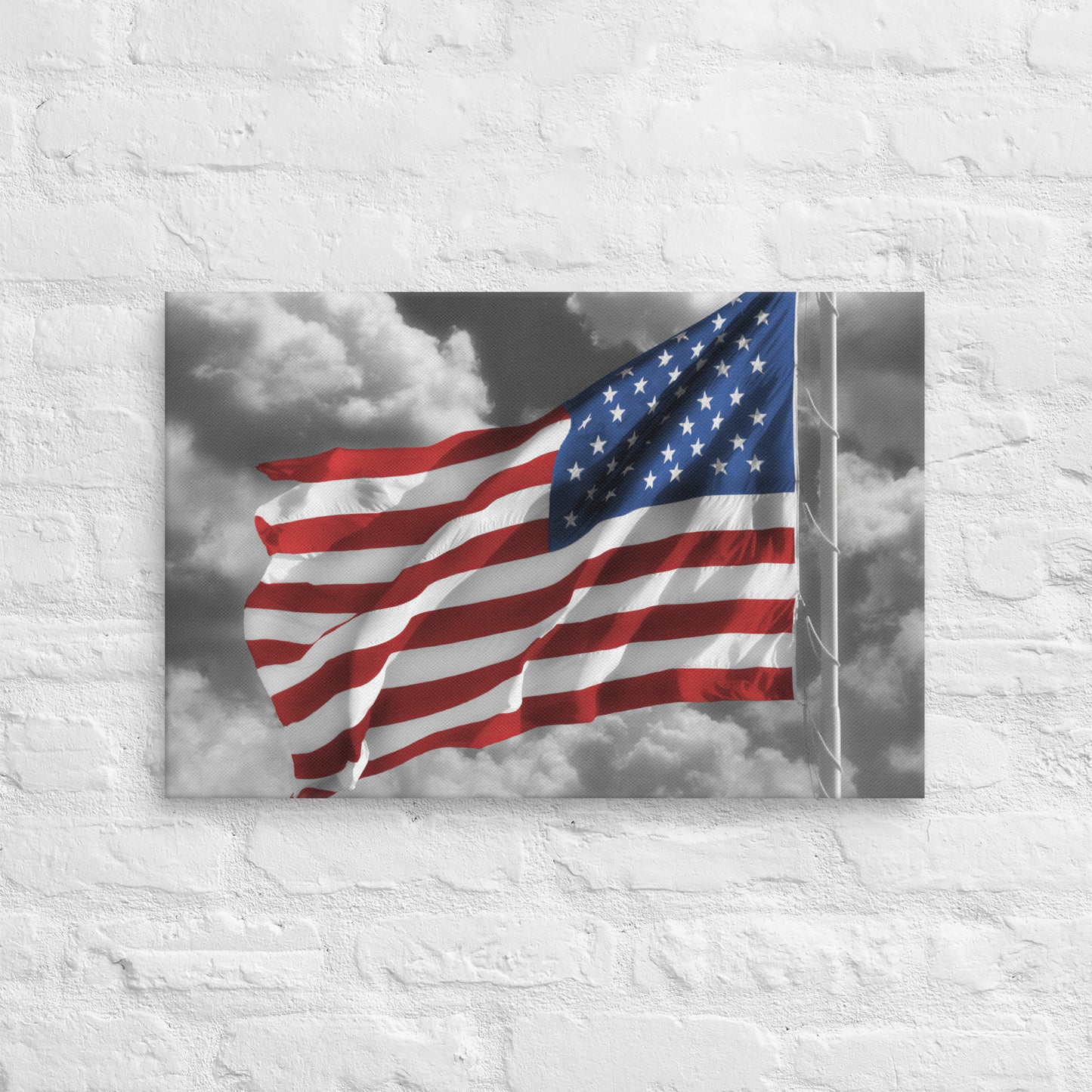 Canvas - Old Glory, The American Flag, Color Splash, Photography, Stylized Art, Red, White And Blue