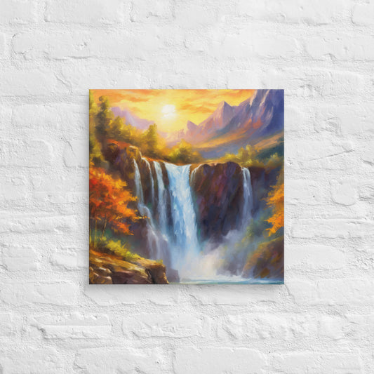 Canvas - A Majestic Waterfall, Landscape Art, Autumn Art, Sunset Art, Nature Art, Scenic Art, Waterfall Art, Wall Art, Living Room Art, Waterfall, Waterfalls, Photography, Art, Decor,