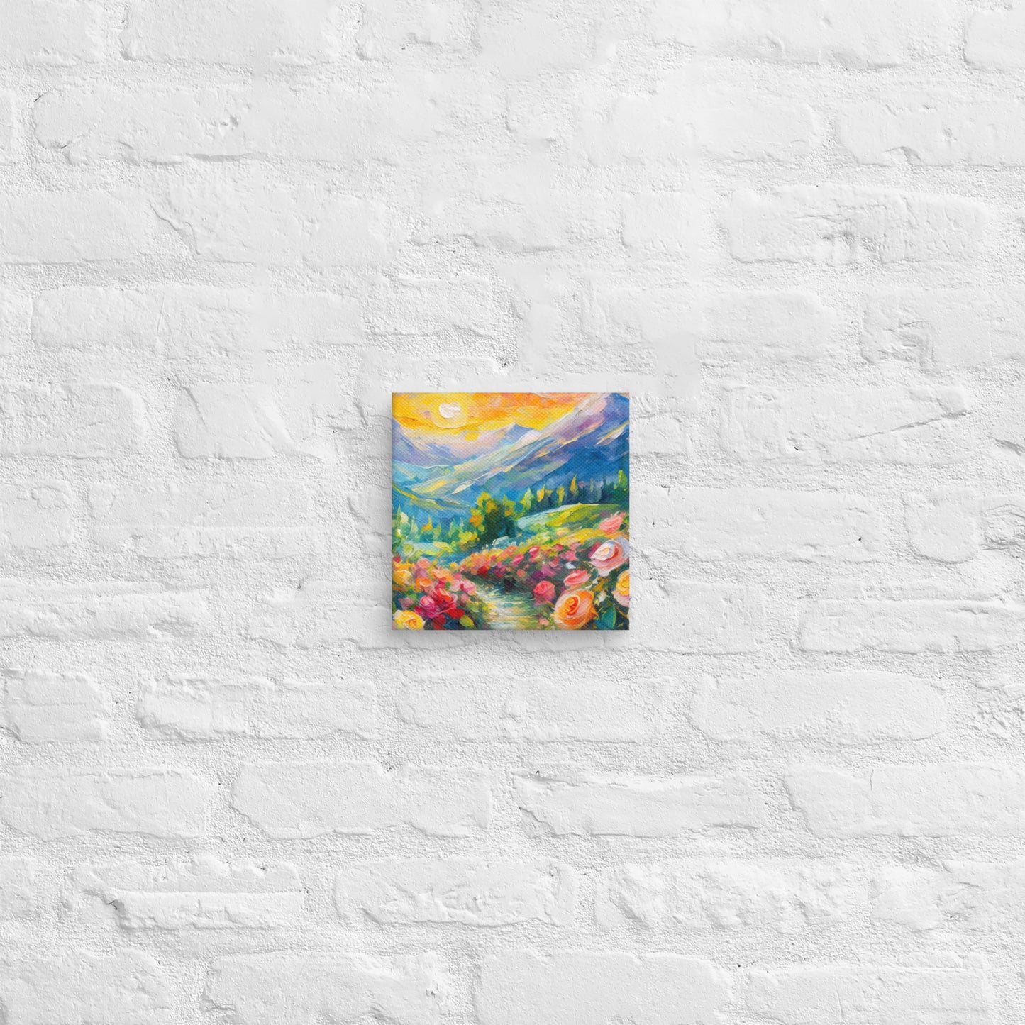 Canvas - The Mountains, Vibrant, Colorful, Nature, Sunset, Nature Art, Mountain Range Art, Flower Art, Canvas Art, Home art, Office Art, Contemporary Art