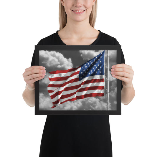 Framed Poster - Old Glory, The American Flag, Color Splash, Photography, Stylized Art, Red, White And Blue