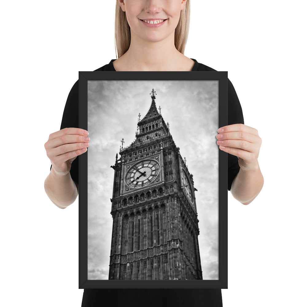 Framed Poster - Big Ben, Photo Art, Black And White Art, Gothic Art, Wall Art, Bedroom Art, Living Room Art, Home Décor, London, Britain, UK, Travel, Photography, Black And White,