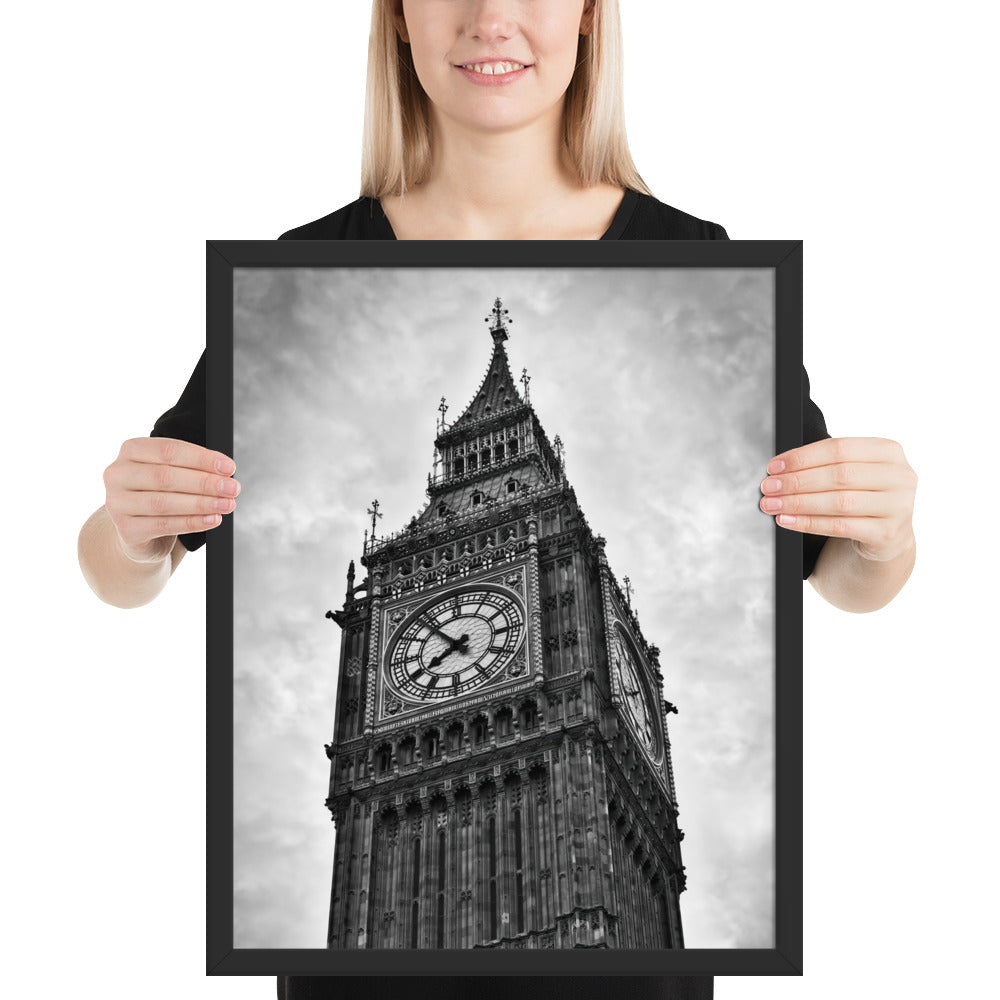 Framed Poster - Big Ben, Photo Art, Black And White Art, Gothic Art, Wall Art, Bedroom Art, Living Room Art, Home Décor, London, Britain, UK, Travel, Photography, Black And White,