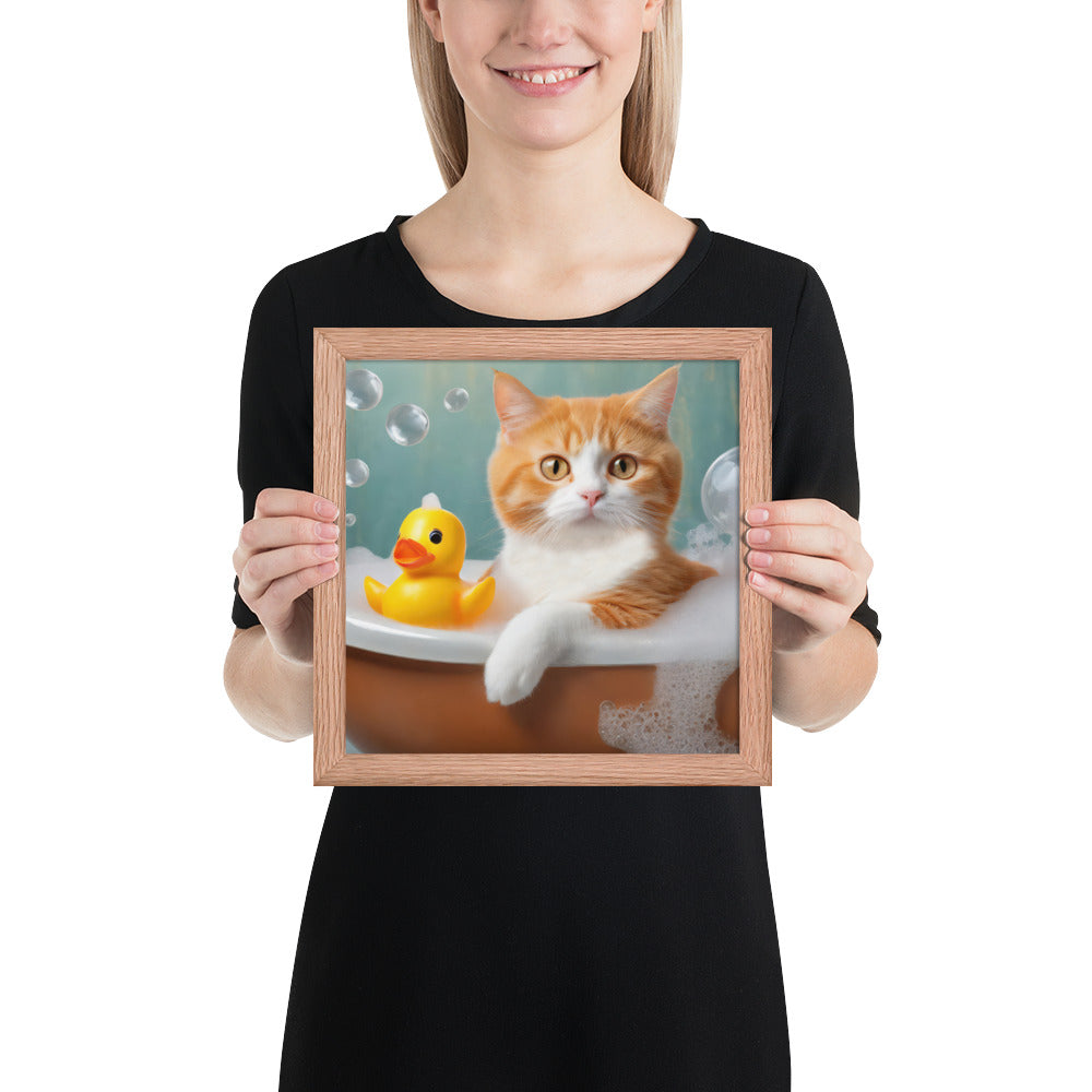 Framed Poster - Bath Time, Kids Art, Pet Art, Cat Art, Cute Art, Fun Art, Wall Art, Bedroom Art, Living Room Art, Bathroom Art, Home Décor,