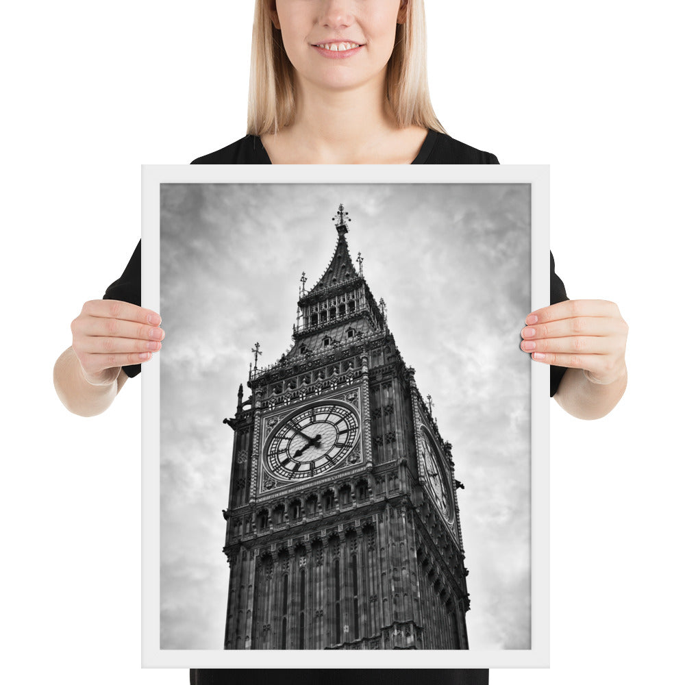 Framed Poster - Big Ben, Photo Art, Black And White Art, Gothic Art, Wall Art, Bedroom Art, Living Room Art, Home Décor, London, Britain, UK, Travel, Photography, Black And White,