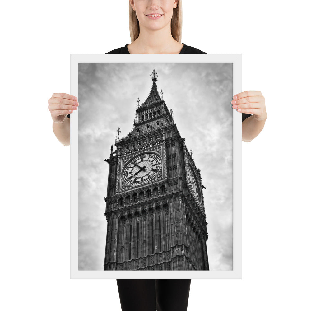 Framed Poster - Big Ben, Photo Art, Black And White Art, Gothic Art, Wall Art, Bedroom Art, Living Room Art, Home Décor, London, Britain, UK, Travel, Photography, Black And White,