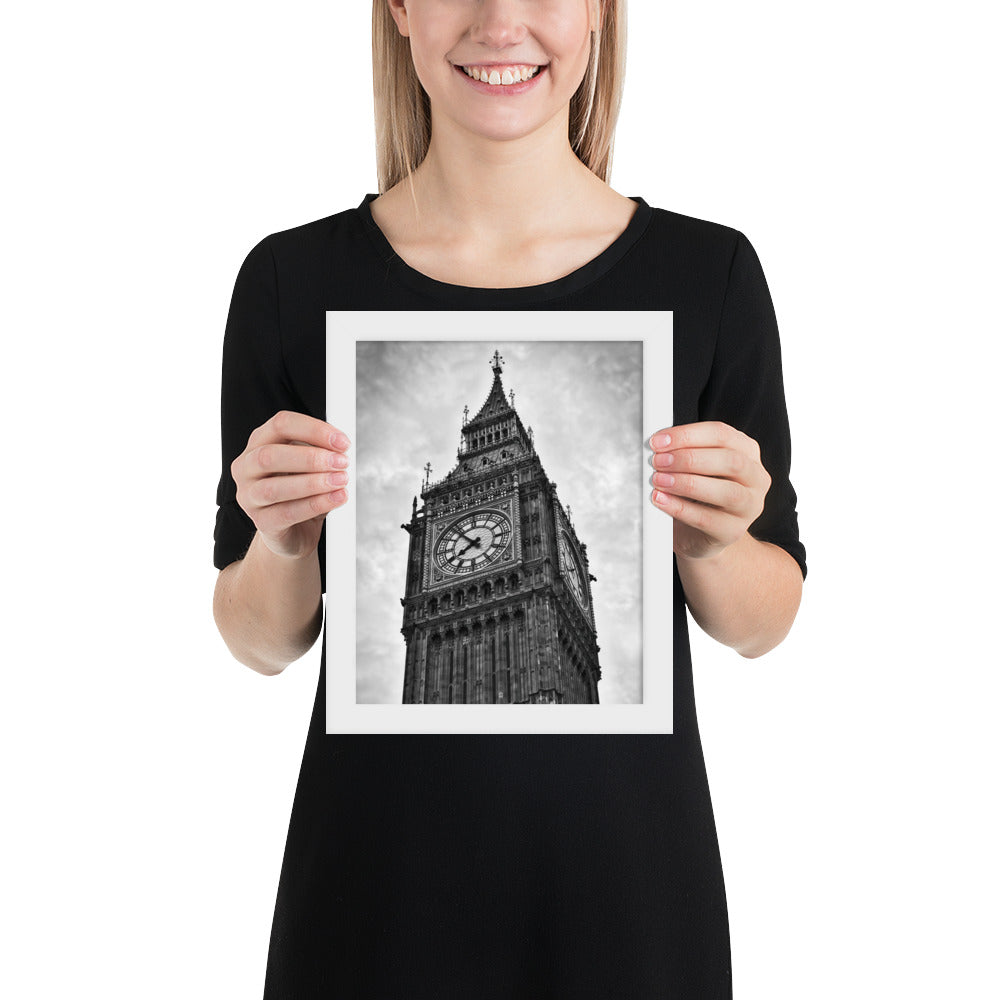 Framed Poster - Big Ben, Photo Art, Black And White Art, Gothic Art, Wall Art, Bedroom Art, Living Room Art, Home Décor, London, Britain, UK, Travel, Photography, Black And White,