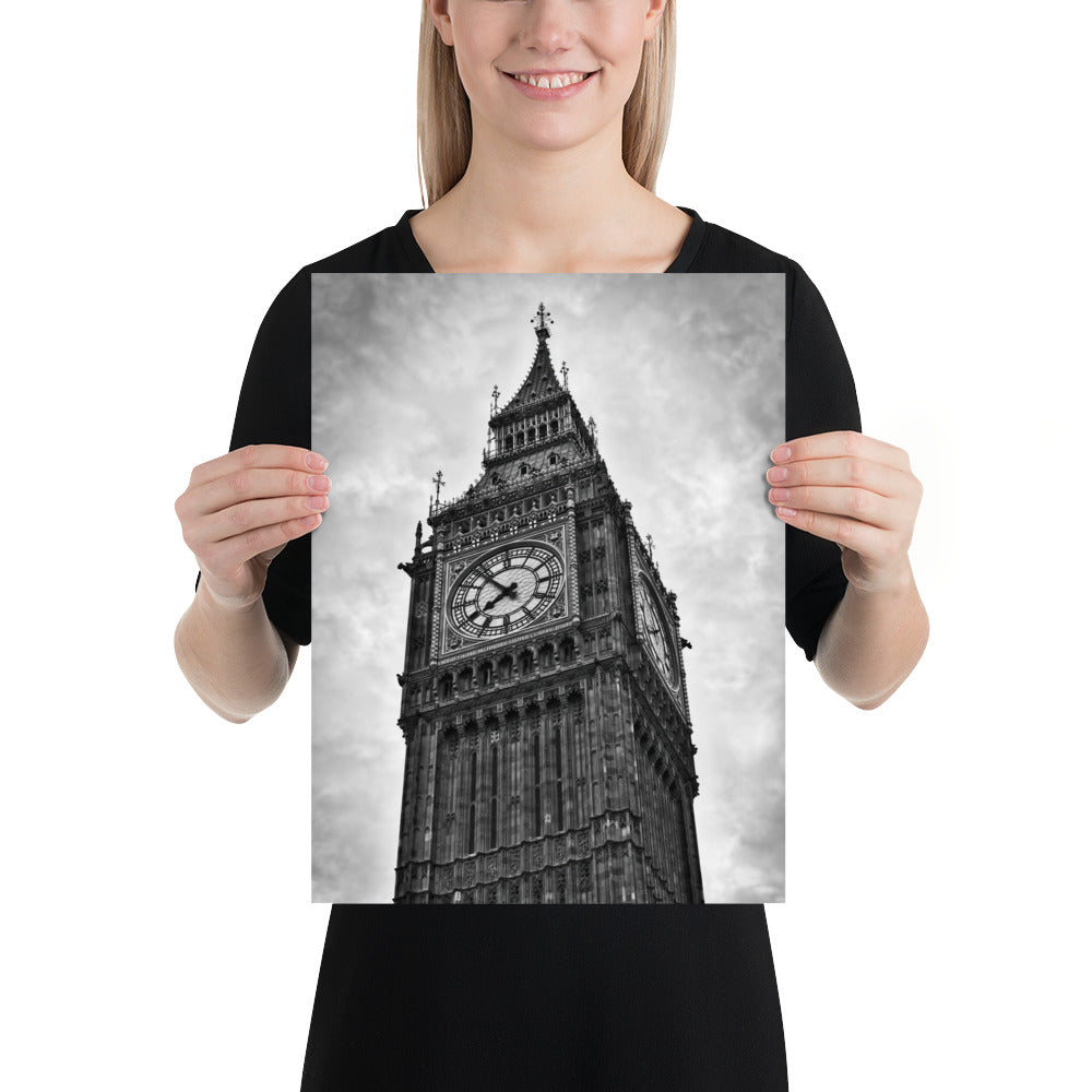 Poster - Big Ben, Photo Art, Black And White Art, Gothic Art, Wall Art, Bedroom Art, Living Room Art, Home Décor, London, Britain, UK, Travel, Photography, Black And White,