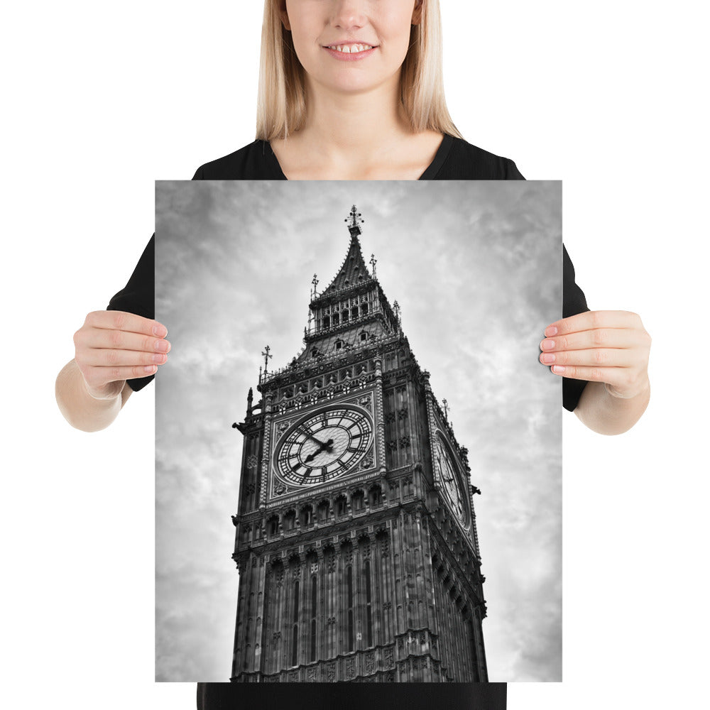 Poster - Big Ben, Photo Art, Black And White Art, Gothic Art, Wall Art, Bedroom Art, Living Room Art, Home Décor, London, Britain, UK, Travel, Photography, Black And White,