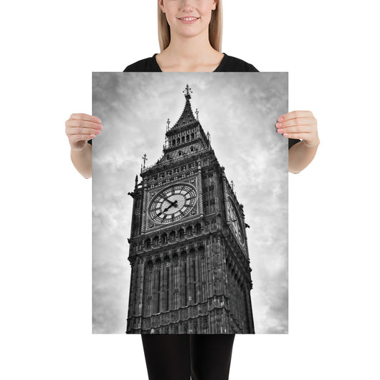 Poster - Big Ben, Photo Art, Black And White Art, Gothic Art, Wall Art, Bedroom Art, Living Room Art, Home Décor, London, Britain, UK, Travel, Photography, Black And White,