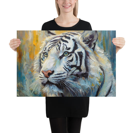 Poster - A White Tiger, Feline Art, Cat Art, Wildlife Art, Nature Art, Tiger Art, White Tiger Art, Wall Art, Living Room Art, Bedroom Art, Exotic Animal Art, Painting, Art,