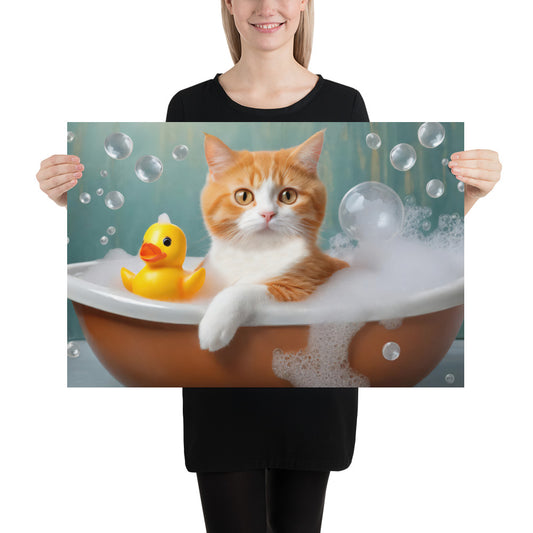 Poster - Bath Time, Kids Art, Pet Art, Cat Art, Cute Art, Fun Art, Wall Art, Bedroom Art, Living Room Art, Bathroom Art, Home Décor,