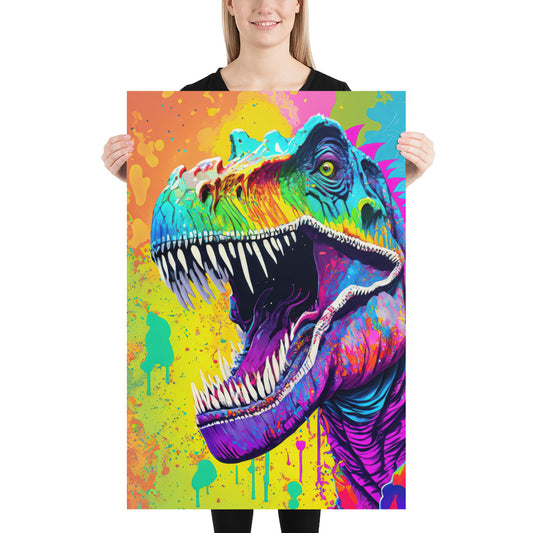 Poster - T-Rex, Dinosaur Art, Psychedelic Art, Grunge Art, Graffiti Art, Colorful Art, Wall Art, Dorm Art, Living Room Art, Bedroom Art, Kids Art, Pop Art, Home Décor,