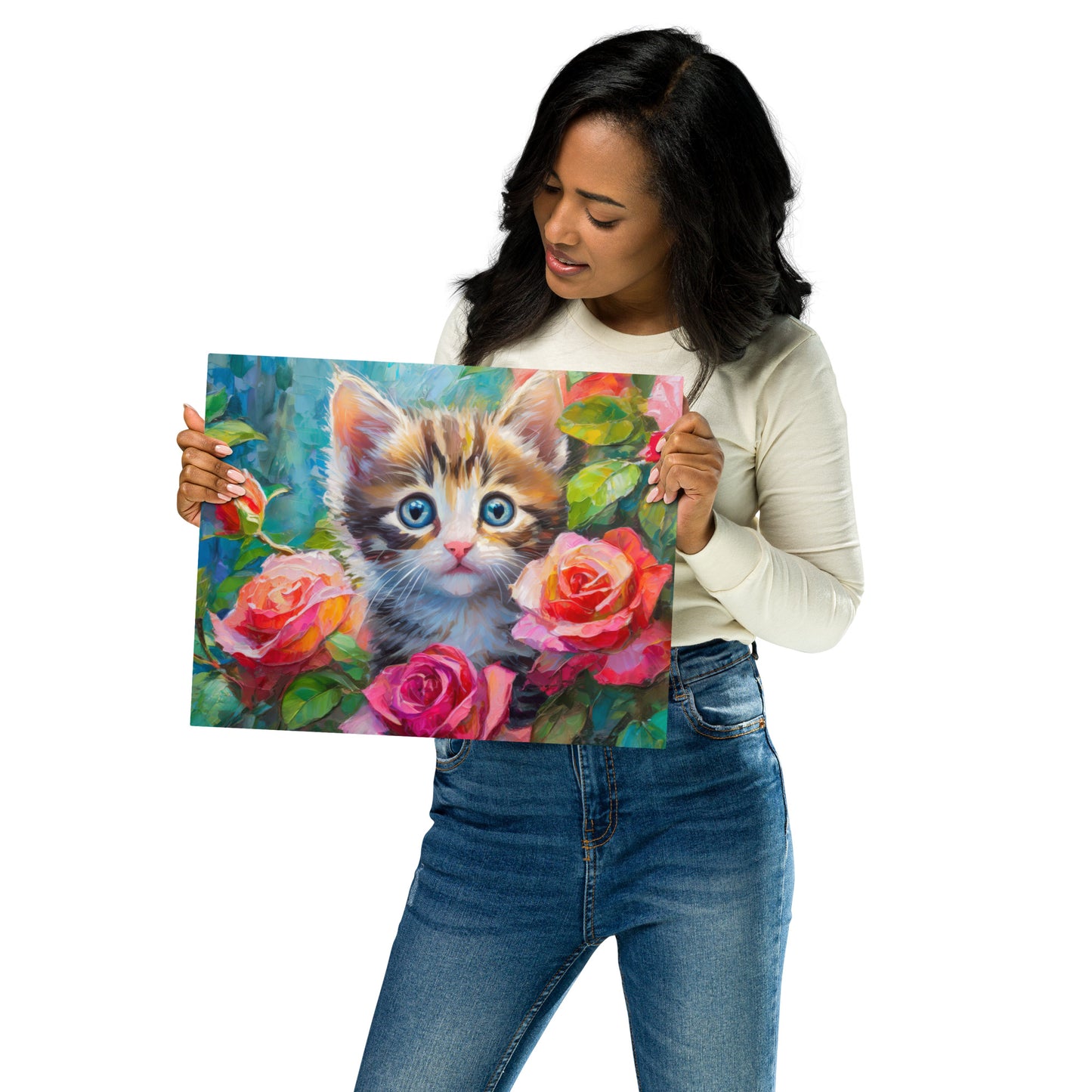 kitten, cat, cats, roses, rose, rose bush, flowers, flower, pets, nature, cute, art,