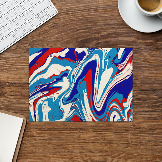 Greeting Card - Abstract I, Red, White and Blue, Talovon Art, Surreal Art, Stylized Art, Wall Art, Abstract Art, Flow Painting, Acrylic Painting, Colorful Art, Vibrant Art,