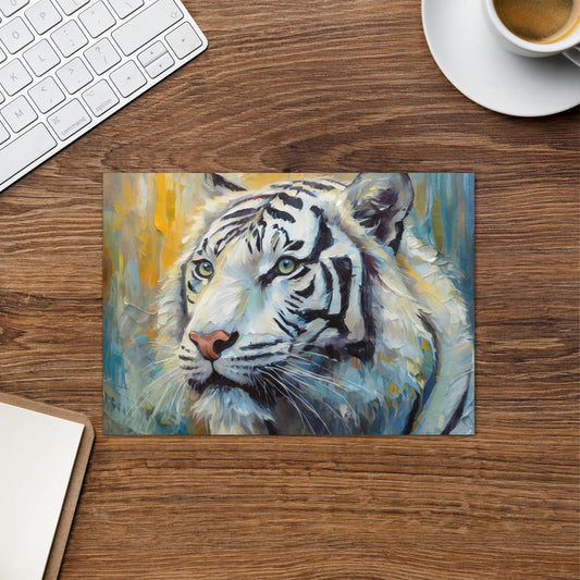 Greeting Card - A White Tiger, Feline Art, Cat Art, Wildlife Art, Nature Art, Tiger Art, White Tiger Art, Wall Art, Living Room Art, Bedroom Art, Exotic Animal Art, Painting, Art,