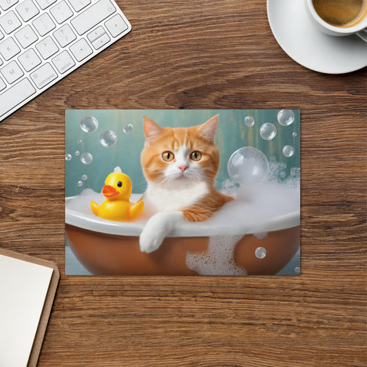 Greeting Card - Bath Time, Kids Art, Pet Art, Cat Art, Cute Art, Fun Art, Desk Art, Stationary Art, Home Décor,