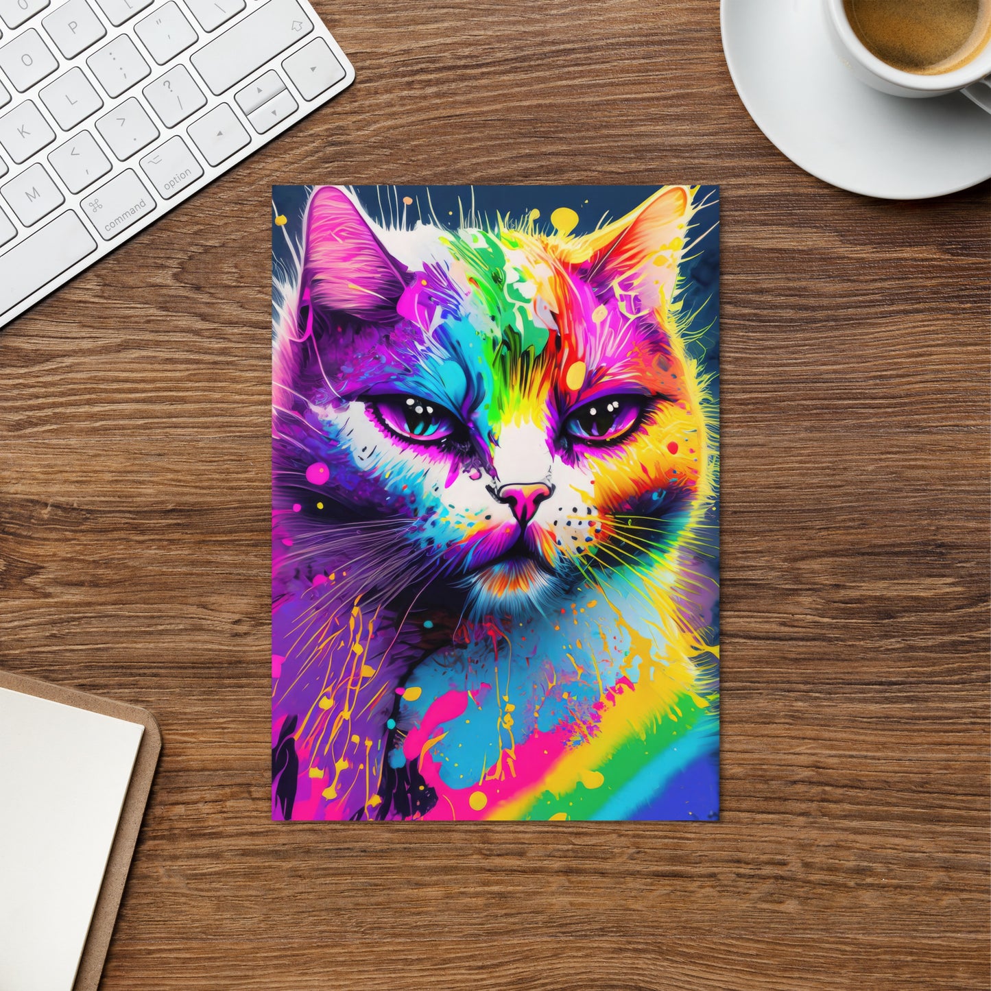 Greeting Card - A Psychedelic Cat, Cat Art, Psychedelic Art, Grunge Art, Graffiti Art, Colorful Art, Stationary Art, Home Décor,