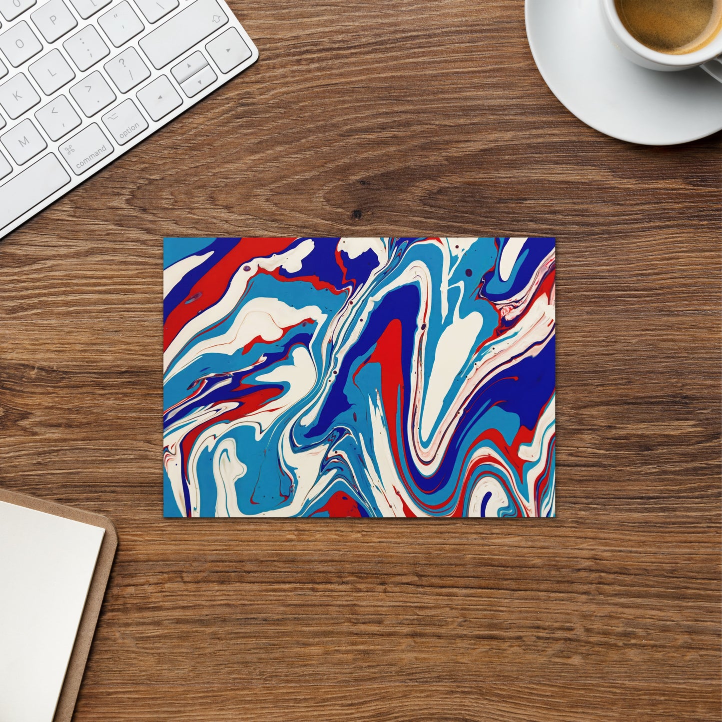 Greeting Card - Abstract I, Red, White and Blue, Talovon Art, Surreal Art, Stylized Art, Wall Art, Abstract Art, Flow Painting, Acrylic Painting, Colorful Art, Vibrant Art,