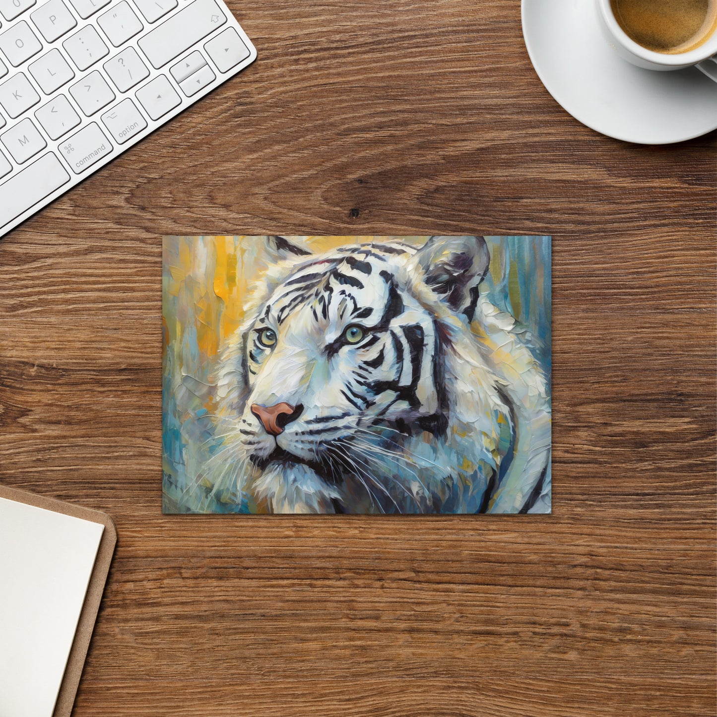 Greeting Card - A White Tiger, Feline Art, Cat Art, Wildlife Art, Nature Art, Tiger Art, White Tiger Art, Wall Art, Living Room Art, Bedroom Art, Exotic Animal Art, Painting, Art,