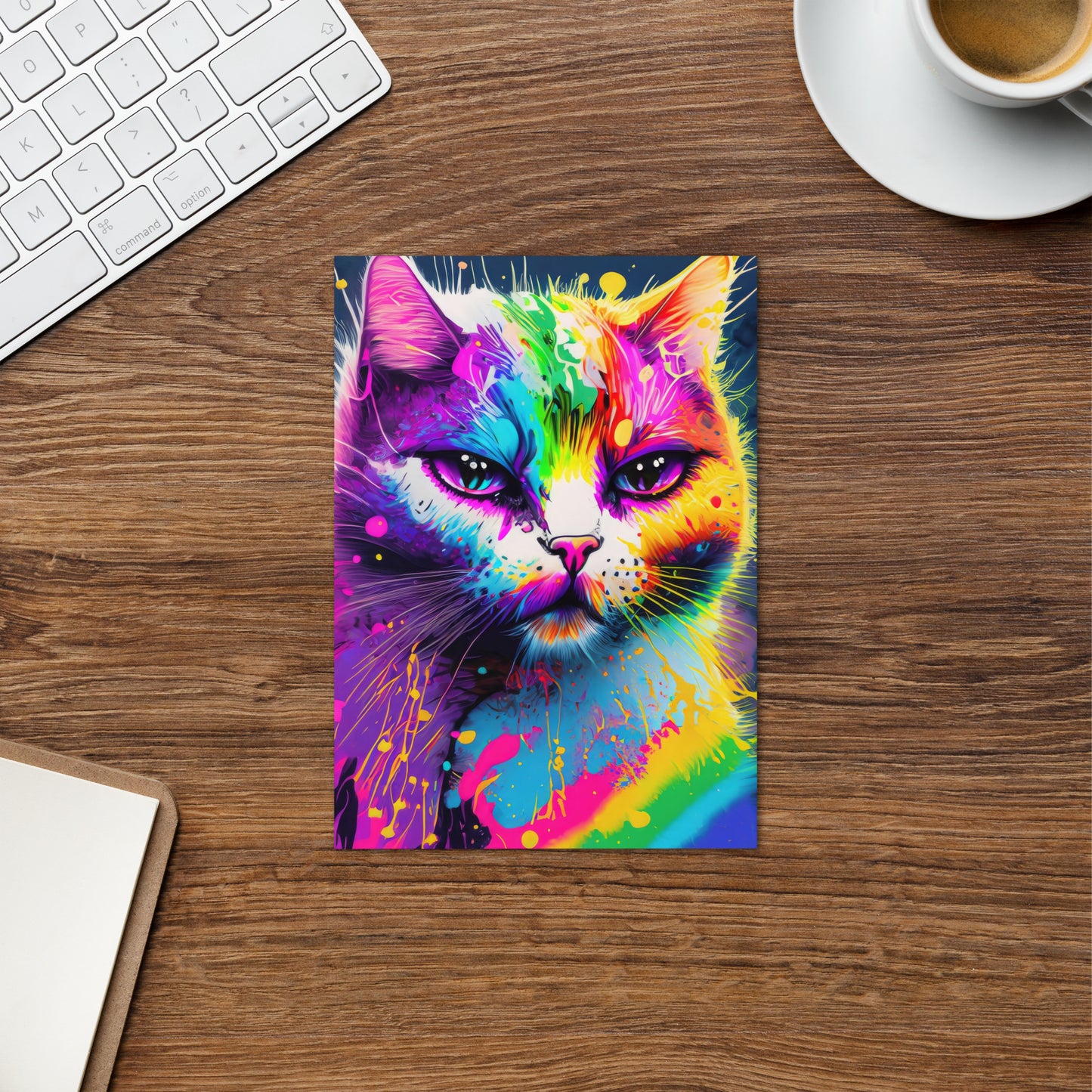 Greeting Card - A Psychedelic Cat, Cat Art, Psychedelic Art, Grunge Art, Graffiti Art, Colorful Art, Stationary Art, Home Décor,