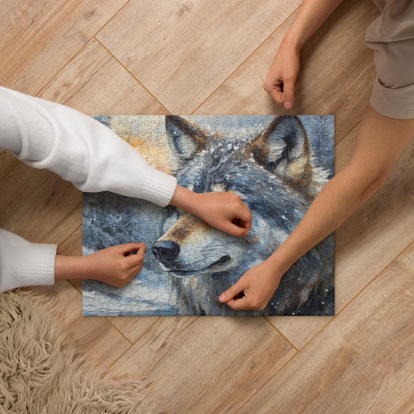 Jigsaw Puzzle - A Wolf In Winter, Seasonal Art, Winter Art, Wolf Art, Nature Art, Wildlife Art, Wall Art, Bedroom Art, Living Room Art, Home Décor, Painting, Artwork, Art,