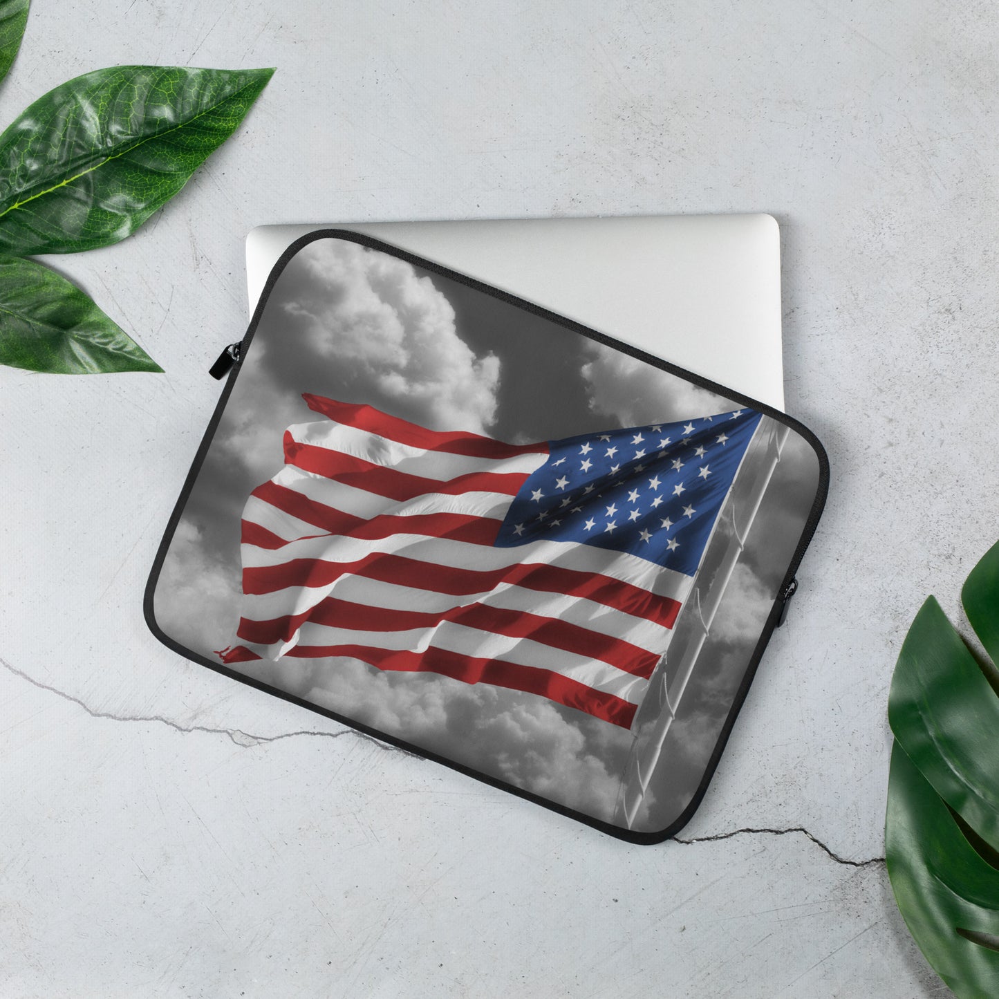 Laptop Sleeve - Old Glory, The American Flag, Color Splash, Photography, Stylized Art, Red, White And Blue