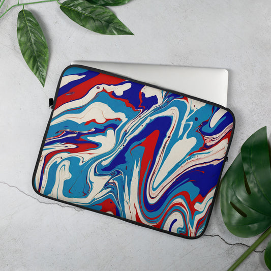 Laptop Sleeve - Abstract I, Red, White and Blue, Talovon Art, Surreal Art, Stylized Art, Wall Art, Abstract Art, Flow Painting, Acrylic Painting, Colorful Art, Vibrant Art,