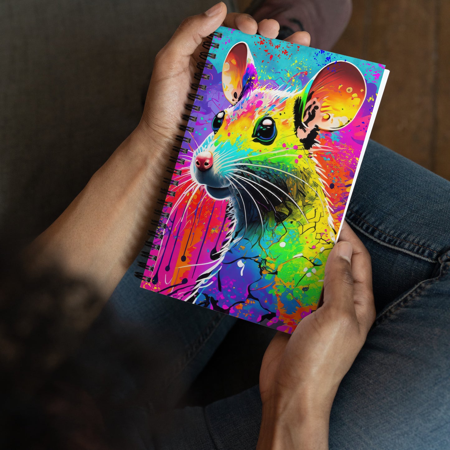 Spiral Notebook - A Hip Rat, Animal Art, Psychedelic Art, Grunge Art, Graffiti Art, Colorful Art, Journal, Planner, Sketchbook, Home Décor,